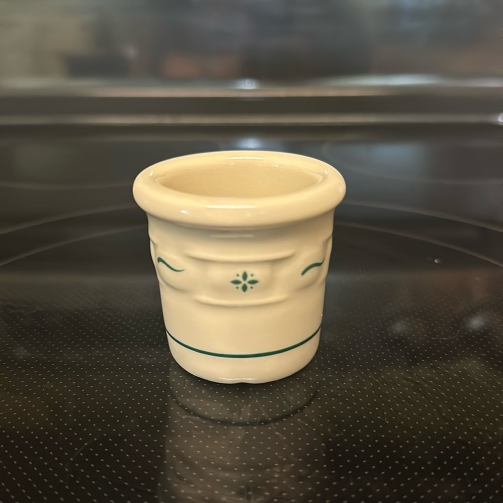 Longaberger Pottery - Green Woven Traditions Pattern Toothpick Holder